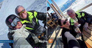 Kel Calderón y su padre en la nieve