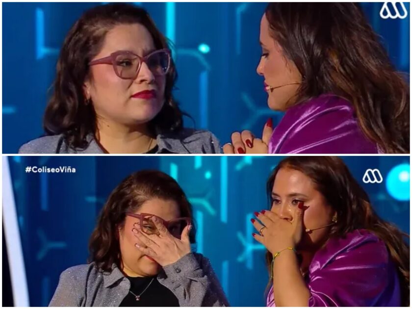 Pamela Leiva se emocionó con humorista en Coliseo