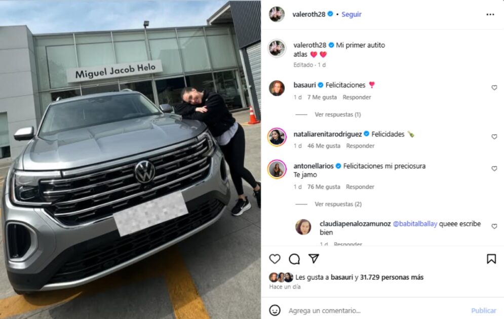 Vale Roth compró su primer auto