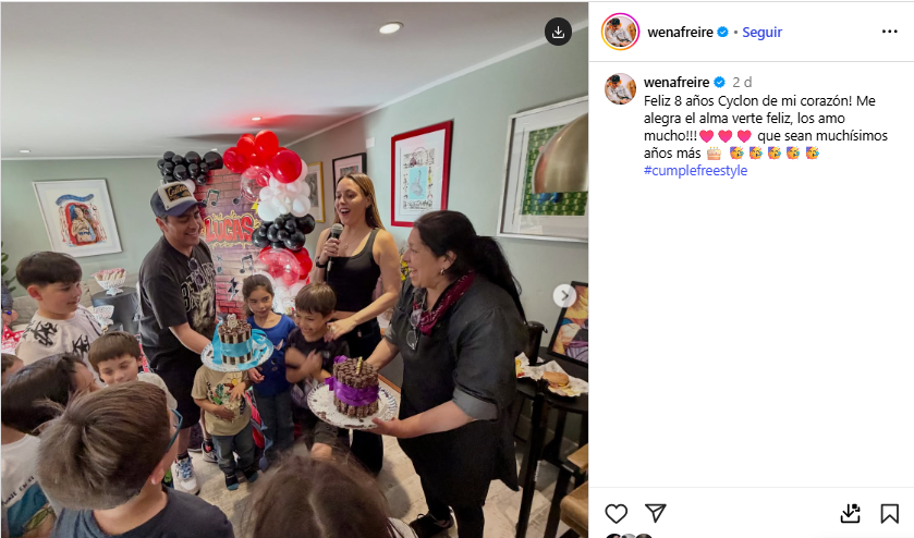 Sergio Freire y Maly Jorquiera festejaron los 8 años de su hijo