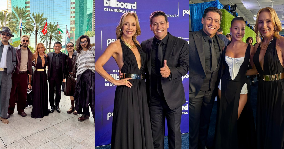 Karen Doggenweiler y Rafa Araneda impactan en alfombra Latin Billboard: posaron con grandes artistas