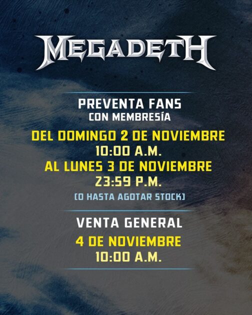 Preventa para concierto de Megadeth en Chile