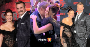 Millie Bobby Brown y David Harbour comparten tierno momento en premiere de 'Stranger Things'