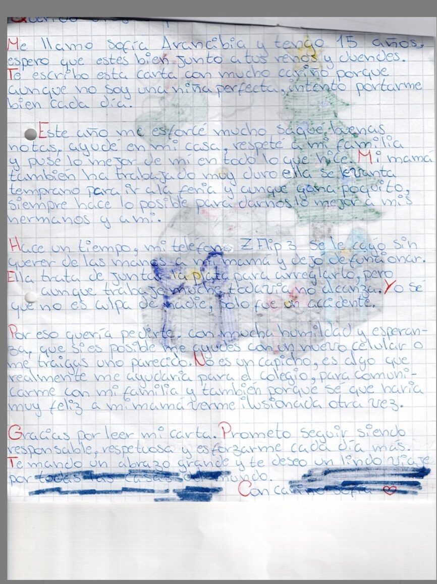 Tablet, mascarillas faciales y : insólitas cartas para apadrinar esta Navidad sorprenden a usuarios