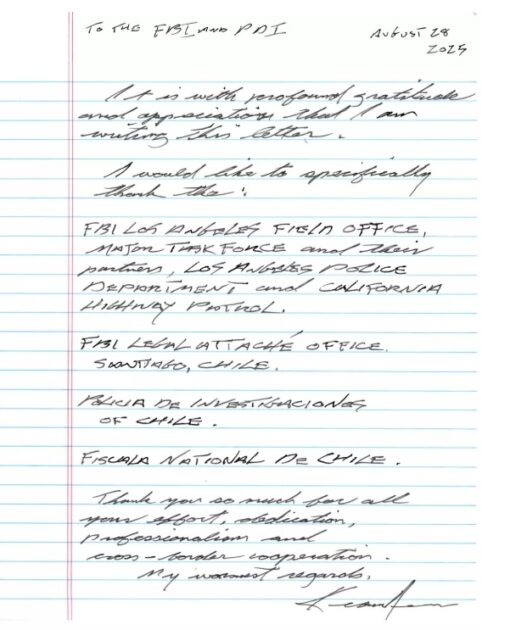 Carta de Keanu Reeves a PDI por recuperar relojes robados