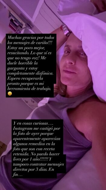 Diana Bolocco actualizó su estado de salud y contó que Instagram la castigó por este motivo