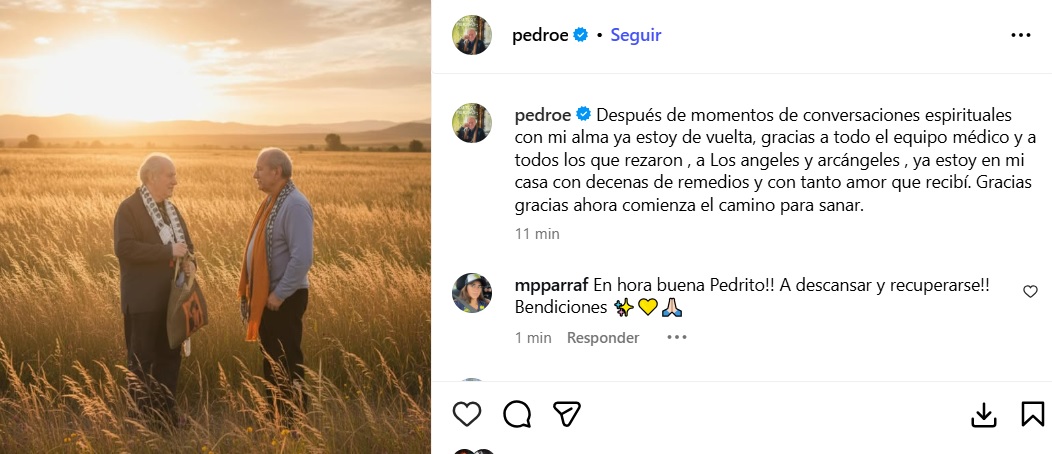 Pedro Engel tranquilizó a sus seguidores tras complicación de salud