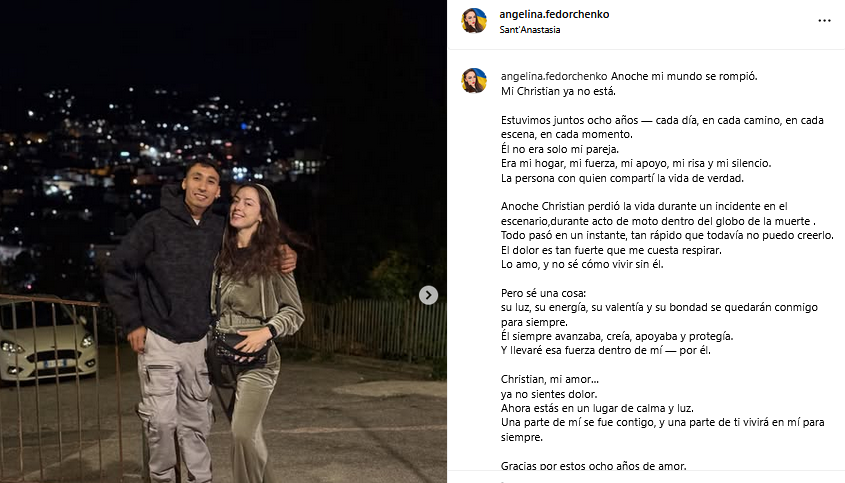 Pareja de acróbata chileno que murió en trágico accidente publicó desgarrador mensaje de despedida