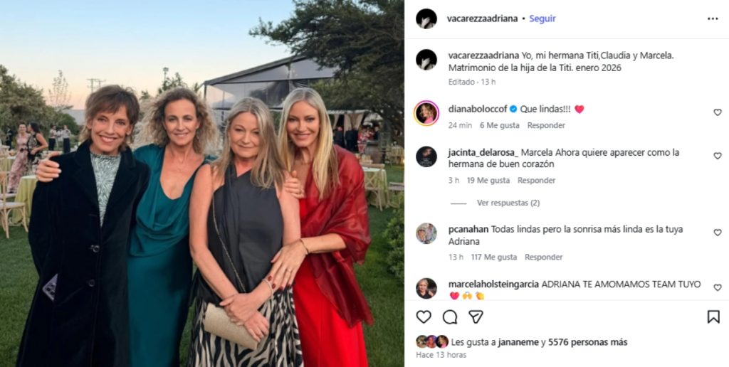 Adriana Vacarezza con sus hermanas