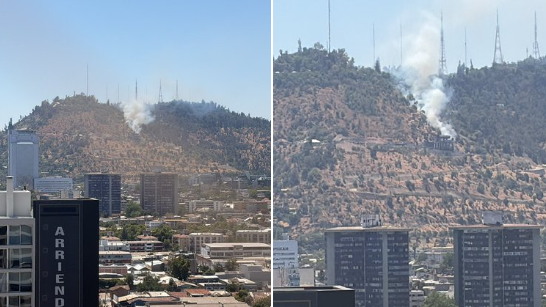 Registran voraz incendio en Cerro San Cristóbal: llamas se acercan a futura estación de teleférico
