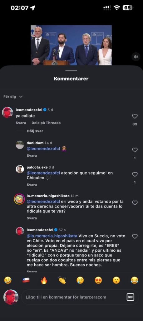 Leo Méndez Jr. se declaró de ultraderecha y disparó contra Presidente Gabriel Boric: “Es un payaso”