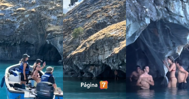 Video de turistas nadando en Cavernas de Mármol causa repudio en redes sociales