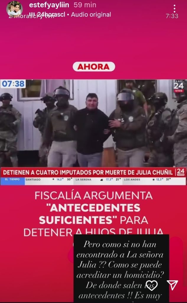 Madre de Tomás Bravo reaccionó a detención de hijos de Julia Chuñil
