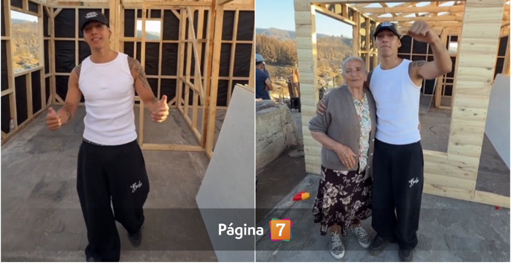 Pailita ayuda a adulta mayor con casa tras incendios en Biobío