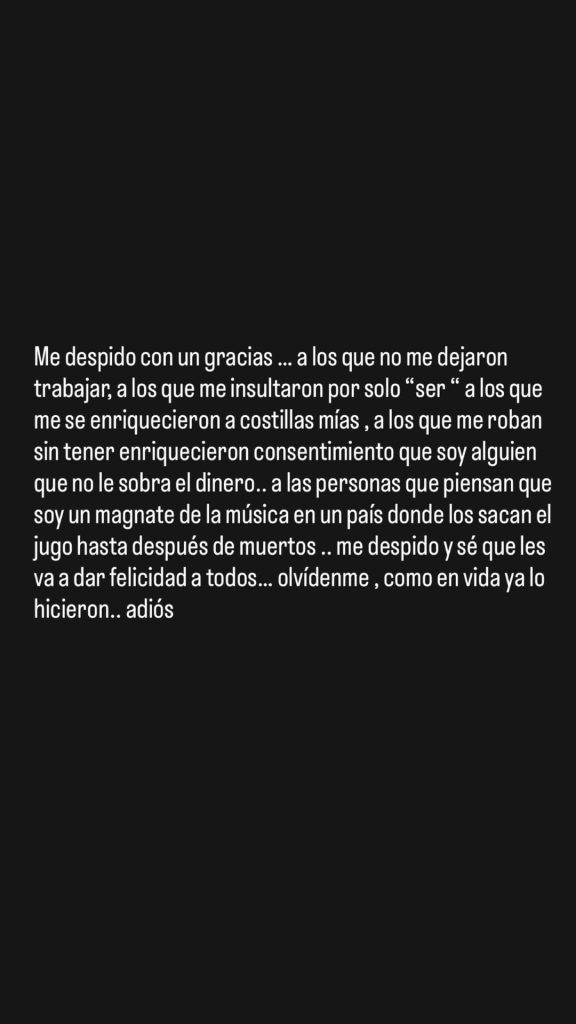 Ex Tiro de Gracia, Lenwa Dura, impactó con duro mensaje de despedida: "Ojalá se acuerden de mí"