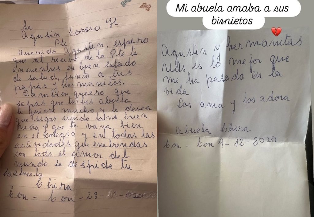 Cartas de María Ercira Contreras a sus bisnietos