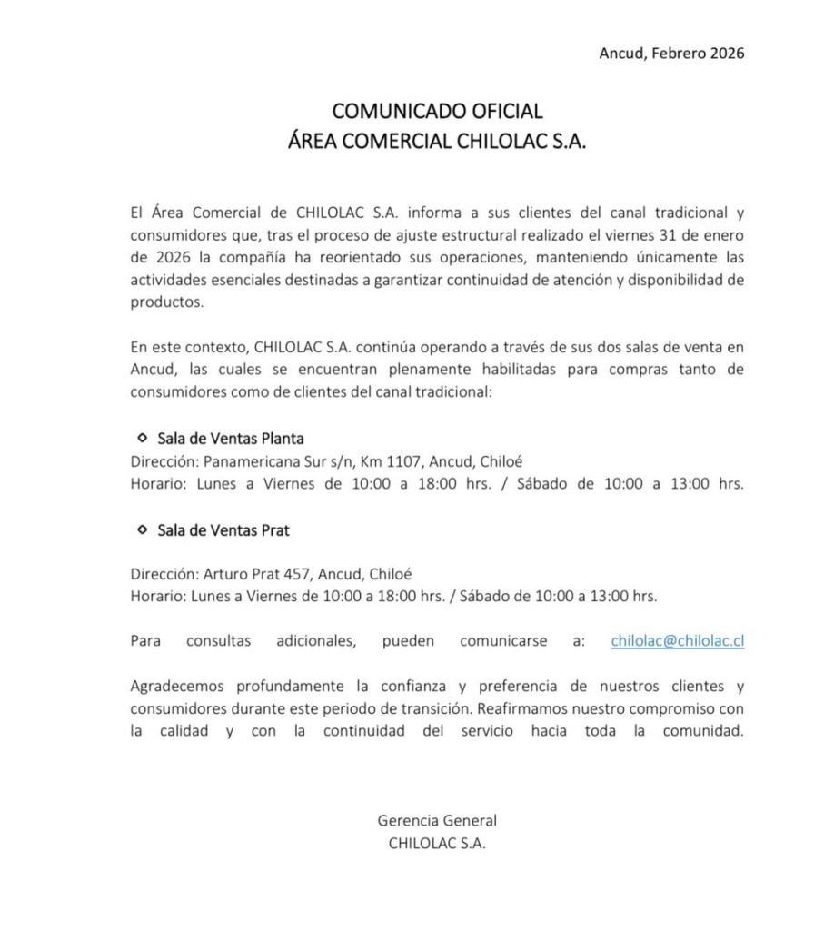 Cierre de Chilolac sacude a Ancud: 130 trabajadores quedan sin empleo tras 56 años de historia